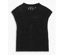 Renee open-knit cotton-blend top - Black