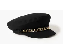 Marina chain-trimmed linen cap - Black