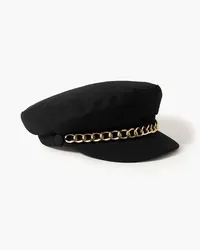 Eugenia Kim Marina chain-trimmed linen cap - Black Black