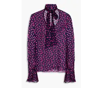 Lauren polka-dot silk-blend devoré-chiffon blouse - Pink