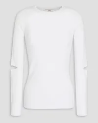 tibi Cutout ribbed jersey top - White White