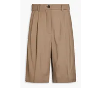 Pleated twill shorts - Neutral