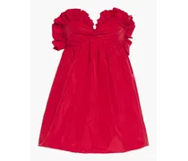 Strapless ruffle-trimmed taffeta mini dress - Red