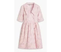 Paisley-print denim mini wrap dress - Pink