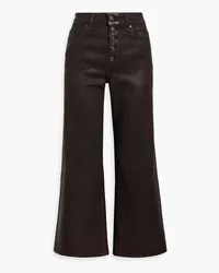 Paige Anessa cropped coated high-rise wide-leg jeans - Brown Brown