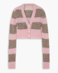 Marni Cropped sequin-embellished striped knitted cardigan - Pink Pink