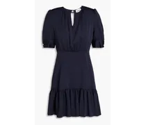 Gathered satin-crepe mini dress - Blue