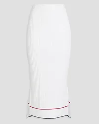 Thom Browne Striped cable-knit midi skirt - White White