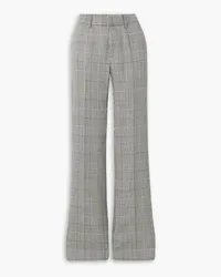 Alessandra Rich Pleated Prince of Wales checked wool straight-leg pants - Black Black