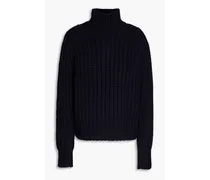 Cable-knit wool and cashmere-blend turtleneck sweater - Blue