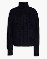 Vince Cable-knit wool and cashmere-blend turtleneck sweater - Blue Blue