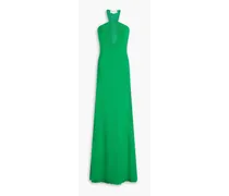 Cutout stretch-knit gown - Green