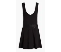 Wrap-effect printed stretch Pima cotton-jersey tennis dress - Black