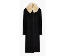 Shearling-trimmed wool-blend felt coat - Black