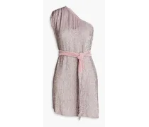 Ella one-shoulder sequined chiffon mini dress - Purple