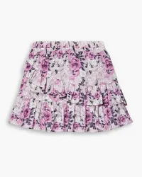 LoveShackFancy Emma tiered floral-print cotton and silk-blend mini skirt - Purple Purple