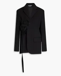 Jacquemus Baccala asymmetric knotted wool-blend blazer - Black Black