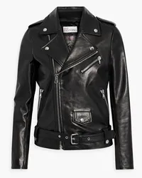 RED Valentino Embroidered leather biker jacket - Black Black