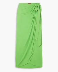 STAUD Angelica draped jersey maxi wrap skirt - Green Green