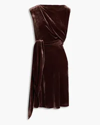 Ferragamo Belted crushed-velvet mini dress - Burgundy Burgundy