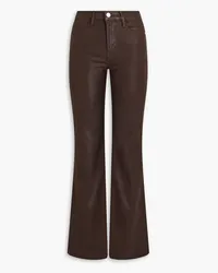 Frame Denim Le High Flare coated high-rise flared jeans - Brown Brown