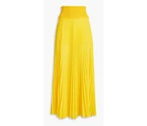 Pleated shirred georgette maxi skirt - Yellow