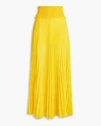 Balmain Pleated shirred georgette maxi skirt - Yellow Yellow