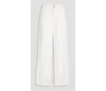 Cotton-blend twill tapered pants - White