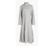 Checked cotton-blend flannel midi dress - Gray