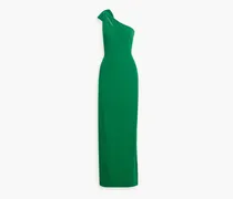One-shoulder cutout stretch-crepe gown - Green