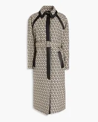 Ferragamo Leather-trimmed cotton-jacquard coat - White White