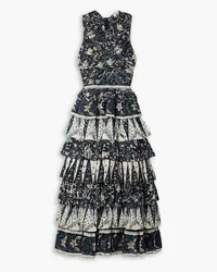 Ulla Johnson Ariah tiered printed cotton-blend voile midi dress - Blue Blue