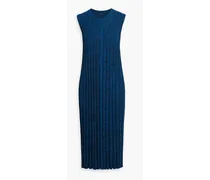 Space-dyed ribbed-knit midi dress - Blue
