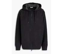 Cashmere-blend jersey zip-up hoodie - Black