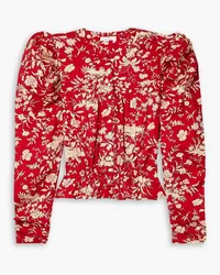 DÔEN Amelia gathered floral-print cotton-poplin top - Red Red