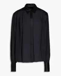 Rag & Bone Aubrey satin-trimmed crepe blouse - Black Black