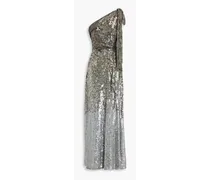 One-shoulder dégradé sequined tulle gown - Metallic
