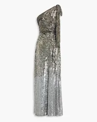 Rachel Gilbert One-shoulder dégradé sequined tulle gown - Metallic Metallic