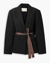 Ulla Johnson Ellery belted cotton, linen and silk-blend blazer - Black Black