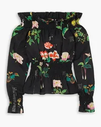 Adam Lippes Off-the-shoulder floral-print cotton-voile top - Black Black