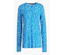 Leopard-print cotton-jersey T-shirt - Blue