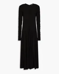 tibi Ruched jersey midi dress - Black Black