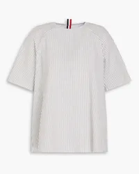 Thom Browne Striped Oxford-paneled cotton-seersucker top - Gray Gray