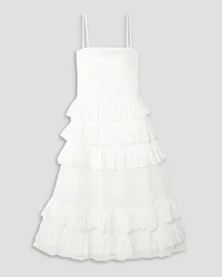 Molly Goddard Wray tiered ruffled cotton-voile midi dress - White White