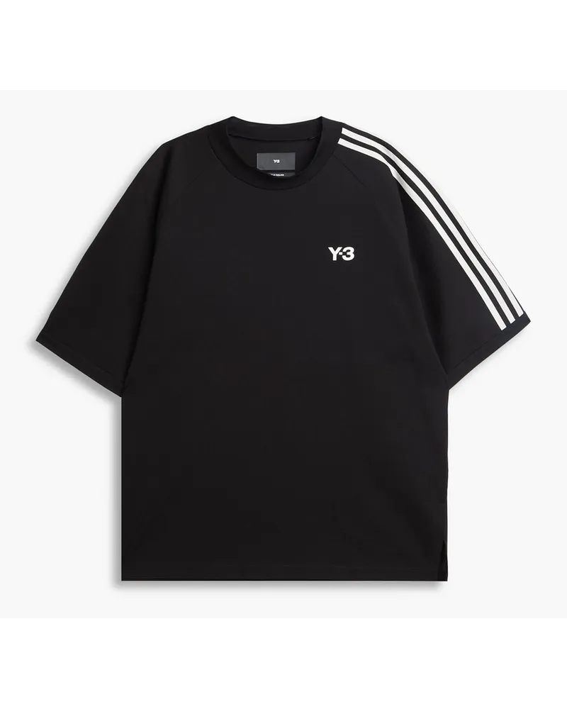 Y-3 Striped stretch- cotton jersey T-shirt - Black Black