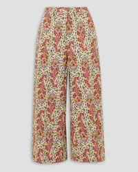 Etro Cropped printed stretch-cotton twill wide-leg pants - White White