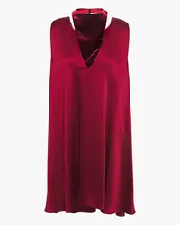 Valentino Garavani Cutout velvet-paneled satin mini dress - Red Red