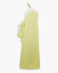 J.W.Anderson One-shoulder lace-trimmed draped satin maxi dress - Yellow Yellow