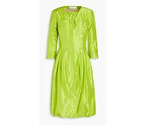 Gathered silk-taffeta dress - Green