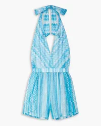 Missoni Striped crochet-knit halterneck playsuit - Blue Blue